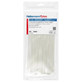 Abraçadeira de Nylon 200mm x 4,6mm Branco Hellermann 100 Peças T50R