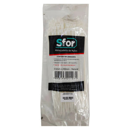 Abraçadeira de Nylon 200x4,5 mm Branca 100 Peças Inluss