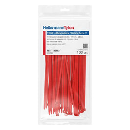 Abraçadeira de Nylon 200x4,6 mm Vermelha 100 Peças T50R Hellermann