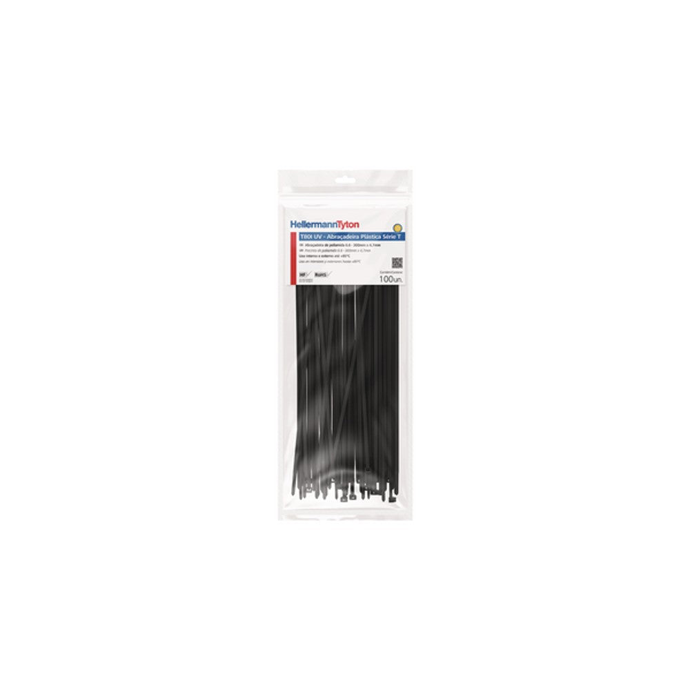 Abraçadeira de Nylon 300x4,6 mm Preto 100 Peças T80I Hellermann