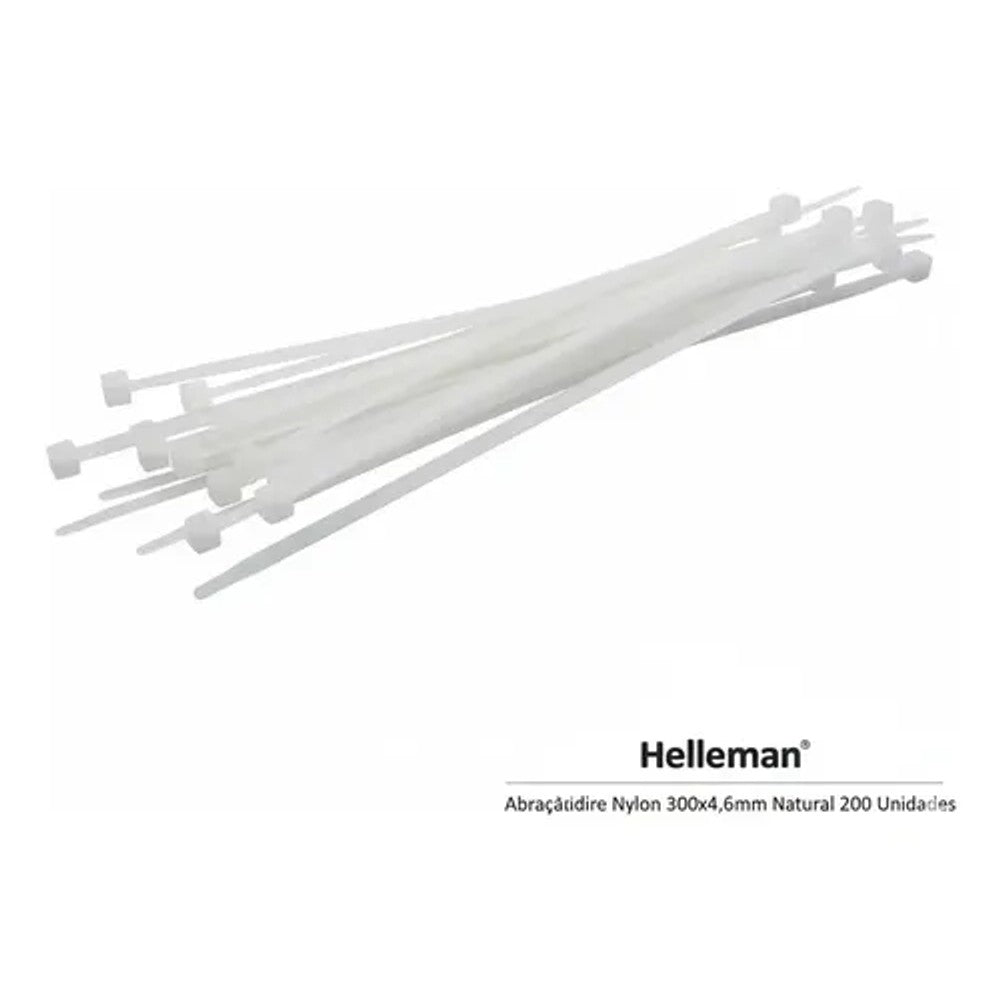 Abraçadeira de Nylon 300x4,6mm Branco 200 Unidades Hellermann