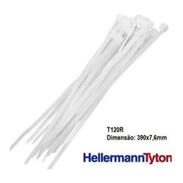 Abraçadeira de Nylon 390x7,6mm Branca Hellermann T120R 100 Unidades