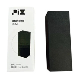 Arandela LED Pix Lumi 5W 3000K Preto Facho Duplo