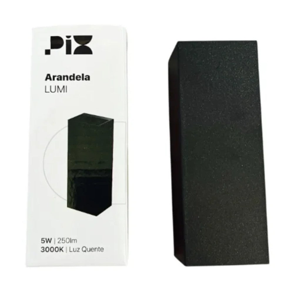 Arandela LED Pix Lumi 5W 3000K Preto Facho Duplo