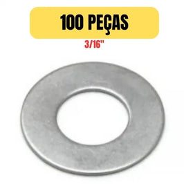 Arruela Lisa 3/16 Aço Zincado Jomarca com 100 Peças