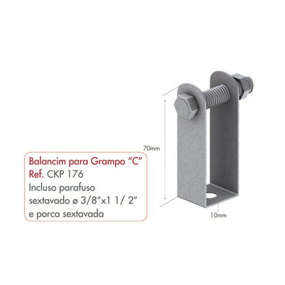 Balancim para Grampo C Chapa 16 para Perfilado