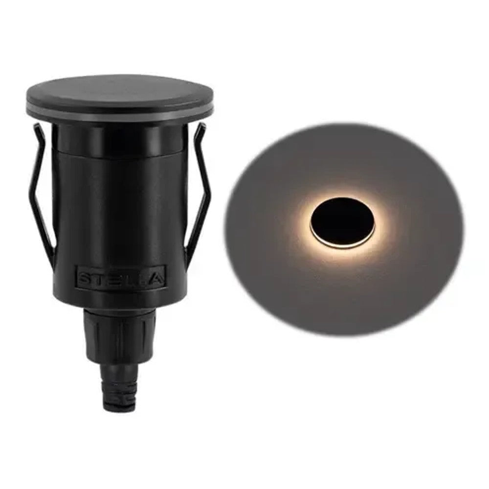 Balizador LED Stella Solo 1W 3000K Ring IP67 Policarbonato Preto