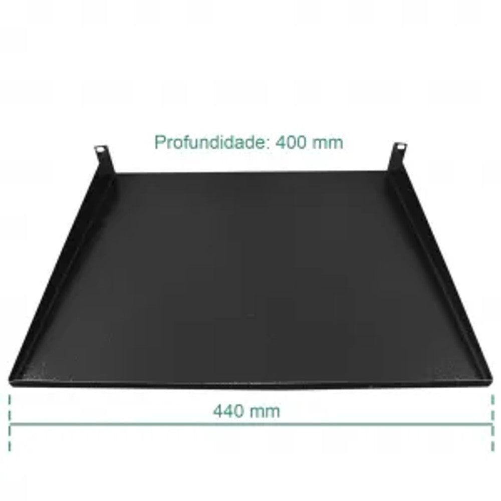 Bandeja Fixa 1U x 400mm 19 Polegadas Preto Maxmetal