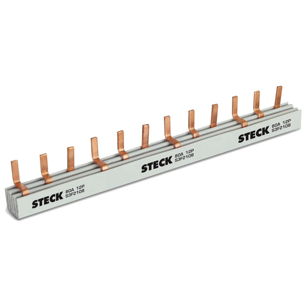 Barramento Fase DIN Trifásico 3x4mm² 80A Steck