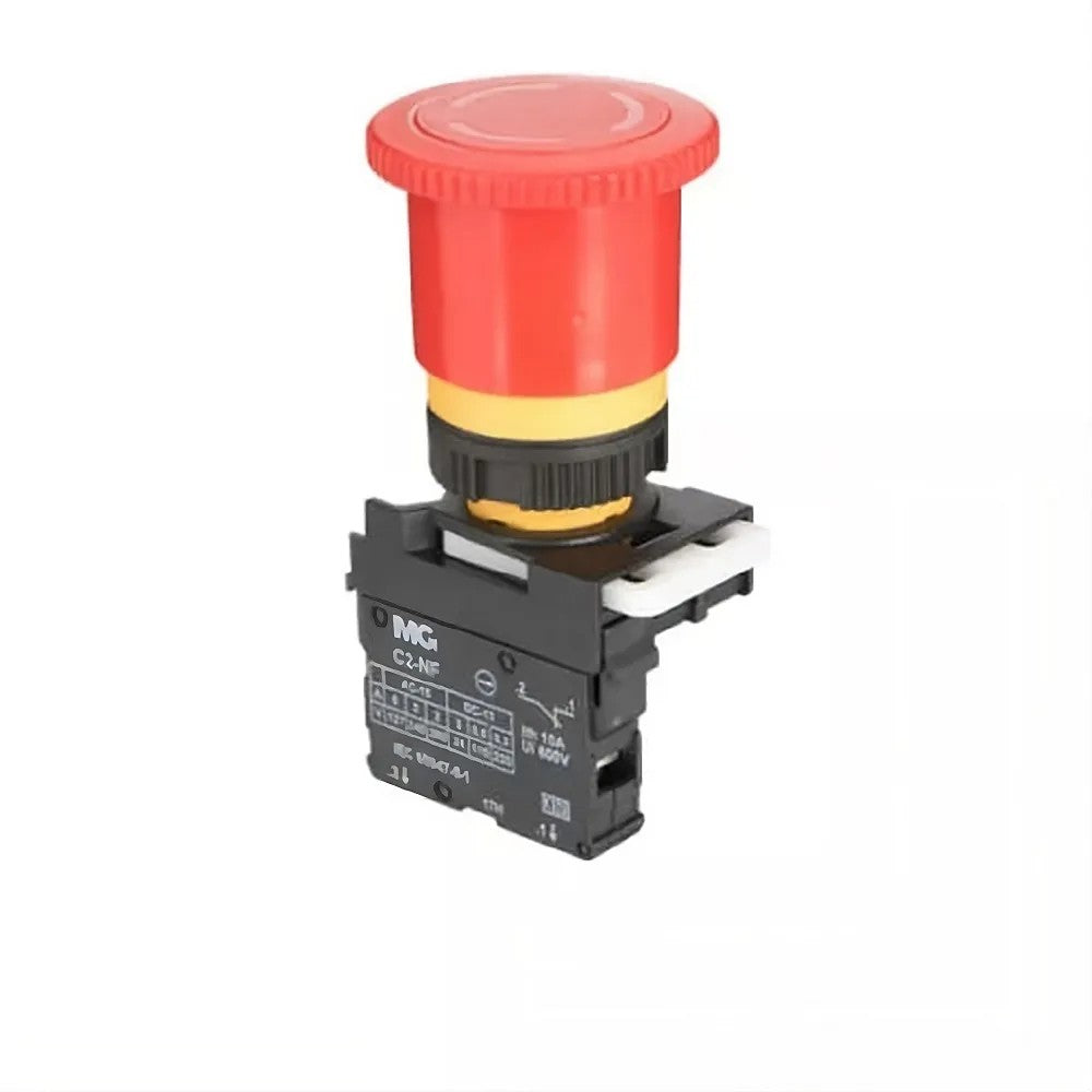 Botão de Emergência Cogumelo Curto Girar 1NF Vermelho Margirius