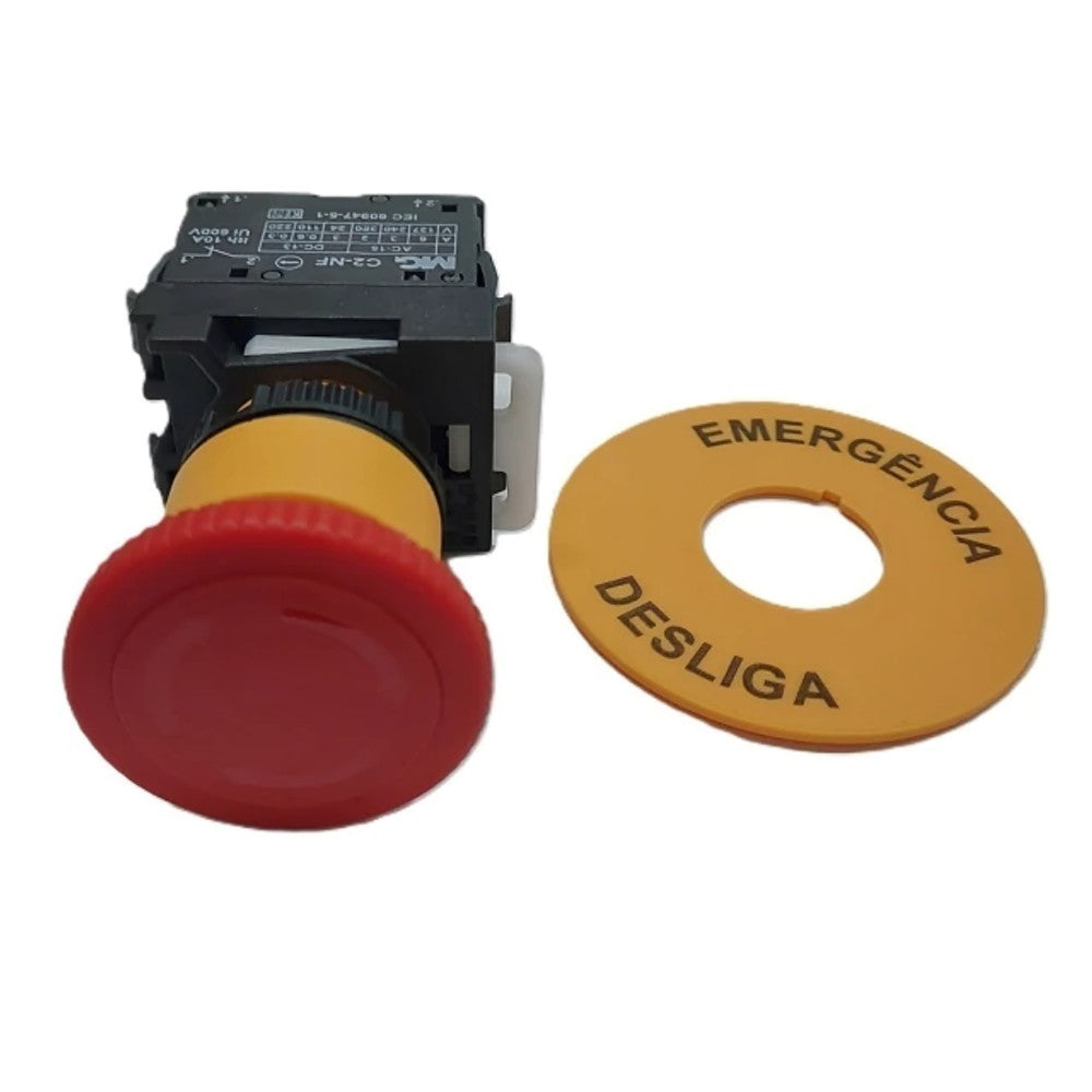 Botão de Emergência Curto Girar 2NF Vermelho MarGirius
