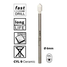 Broca para Azulejo Porcelanato e Cerâmica 6mm Bosch 2608587161