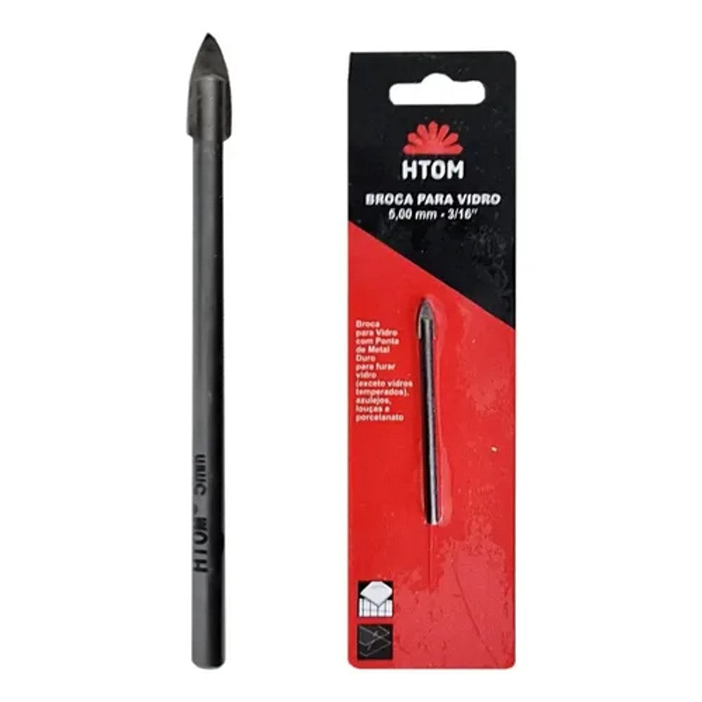 Broca para Vidro 5mm 3/16 Polegadas 42512 HTOM