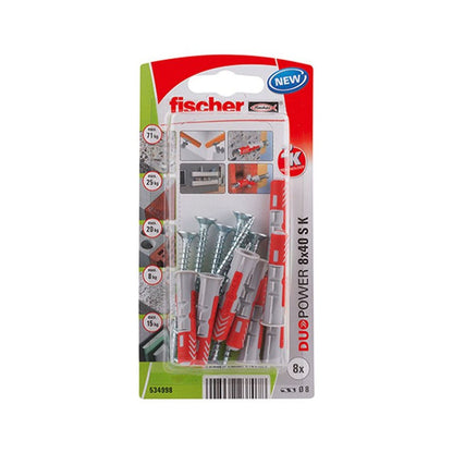 Bucha Nylon DuoPower 8 mm Fischer com 25 Peças