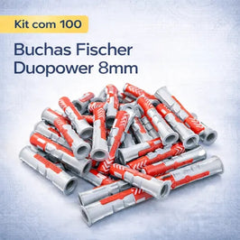 Bucha Nylon DuoPower 8mm Fischer com 100 Unidades