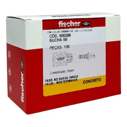 Bucha Nylon S-6 com 100 Peças