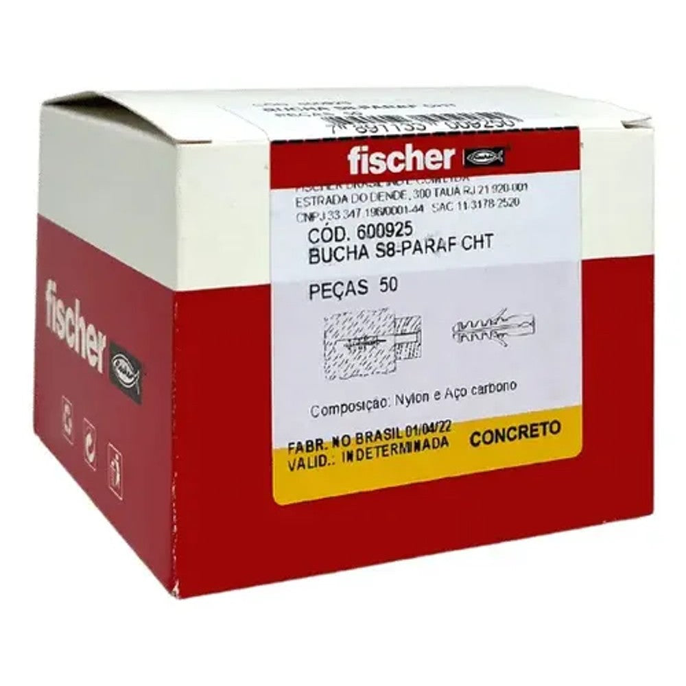 Bucha Nylon S 8 Fischer com 50 Peças