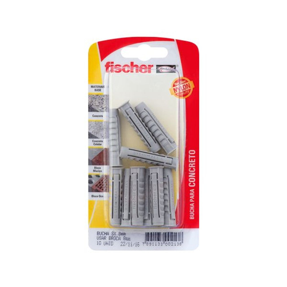 Bucha Nylon SX 8 com 10 Peças Fischer