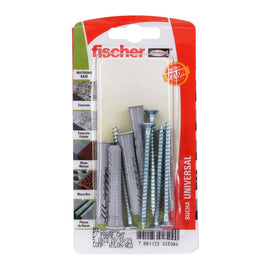 Bucha Nylon UX 8A com 5 Peças e Parafuso Cabeça Chata Fischer