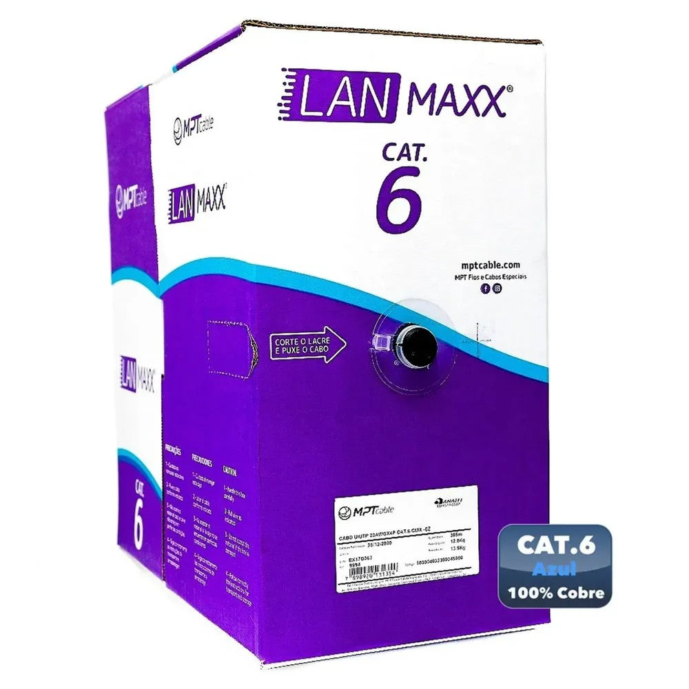 CABO UTP CAT6 23X4P CMX AZUL COM 305 METROS MPT