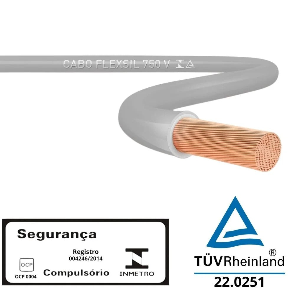 Cabo Flexível Atox 750V 4,0mm Cinza com 100m Sil