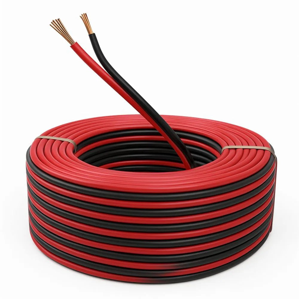 Cabo Polarizado Bicolor 2x18 2x0,75 mm Preto e Vermelho