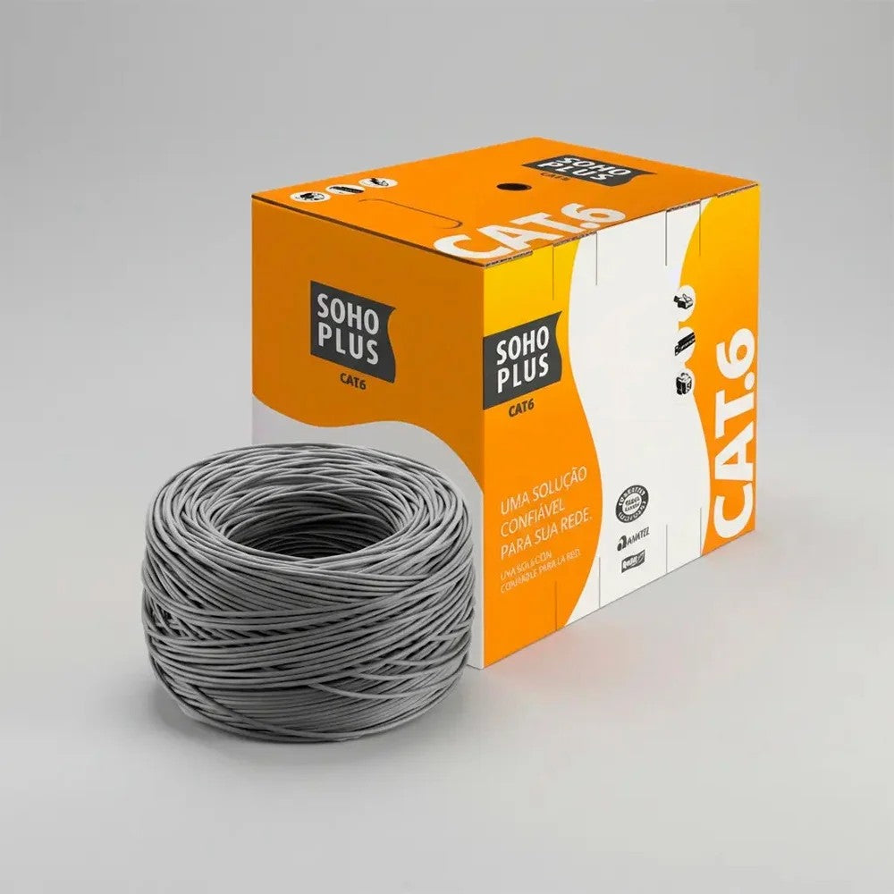 Cabo UTP CAT6 24X4P CM Cinza com 305 Metros Sohoplus