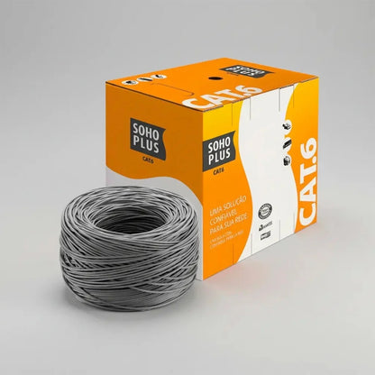 Cabo UTP CAT6 24X4P CM Cinza com 305 Metros Sohoplus