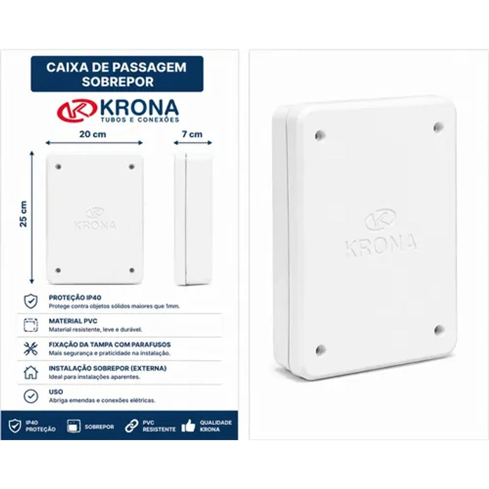 Caixa Passagem Externa 25 X 20 PVC Krona