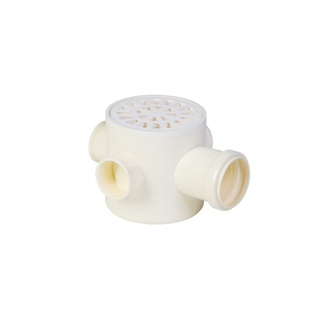 Caixa Sifonada 100x100x50 Branco Grade Redonda Número 07 Krona