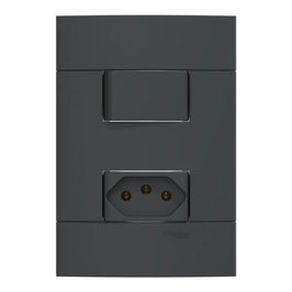 Caixa Sobrepor 1 Interruptor Simples + 1 Tomada 2P+T 10A Preto Lunare Up