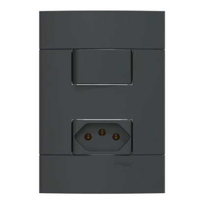 Caixa Sobrepor 1 Interruptor Simples + 1 Tomada 2P+T 10A Preto Lunare Up