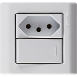Caixa Sobrepor com 1 Interruptor Simples e 1 Tomada 2 Polos 10A com Placa Lizflex