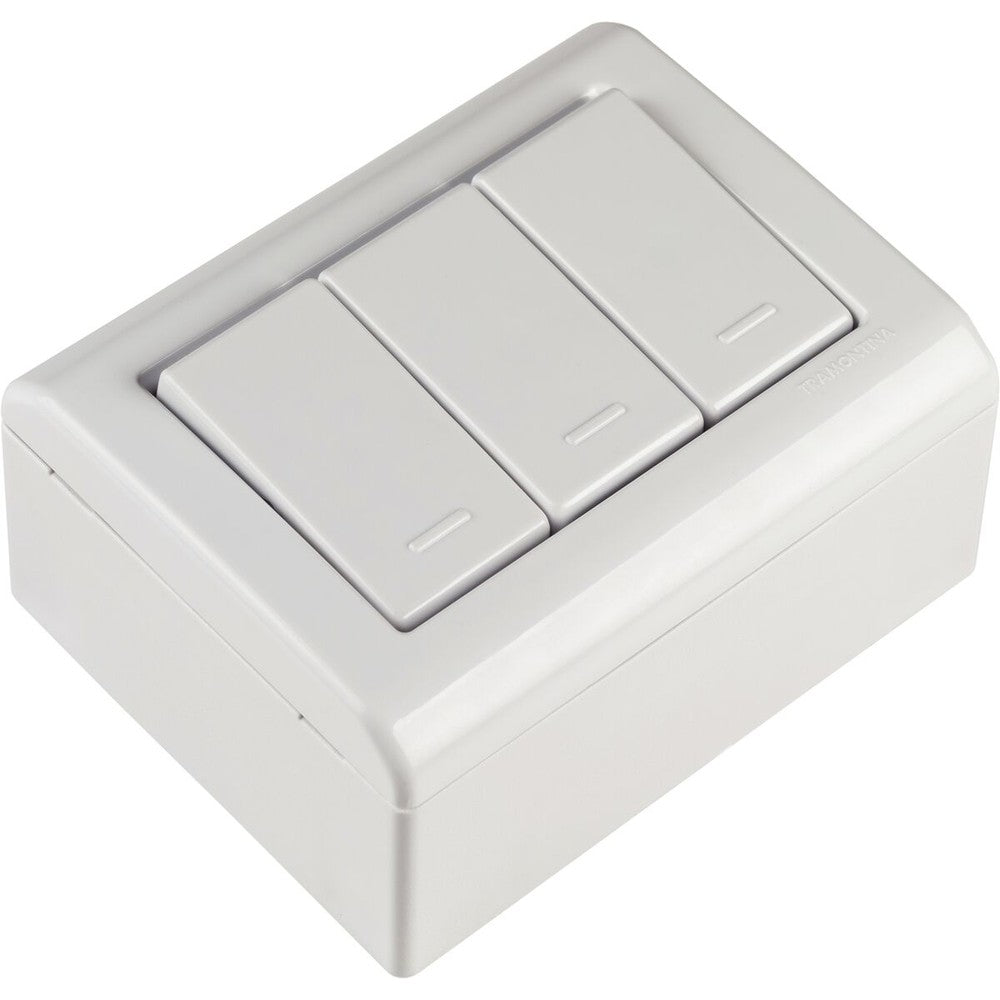 Caixa Sobrepor com 3 Interruptores Simples 10A com Tampa Lizflex Tramontina