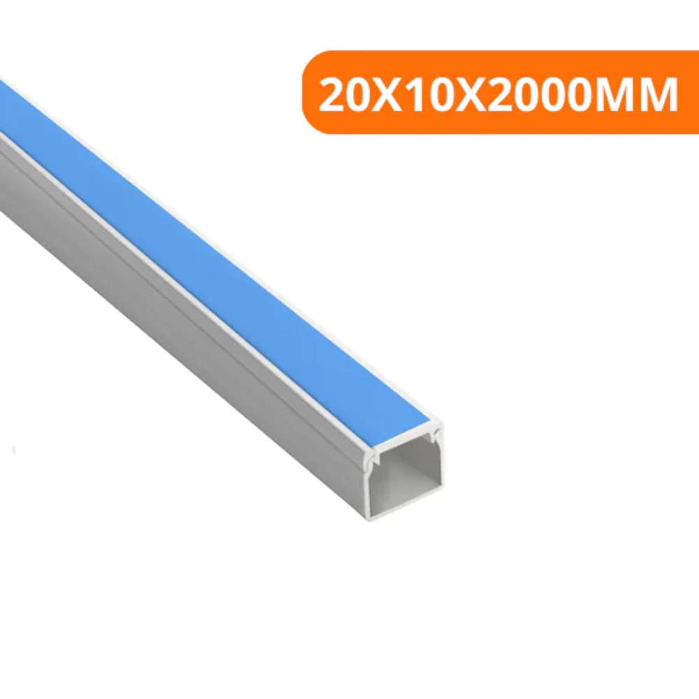 Canaleta de Parede 20x10x2000 Adesiva Branca Alumbra