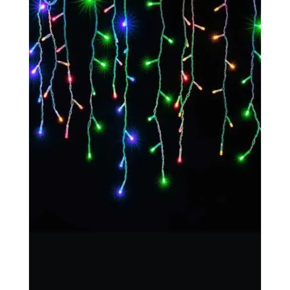 Cascata 100 Leds 8 Funções Colorido Fio Branco 127V 3003