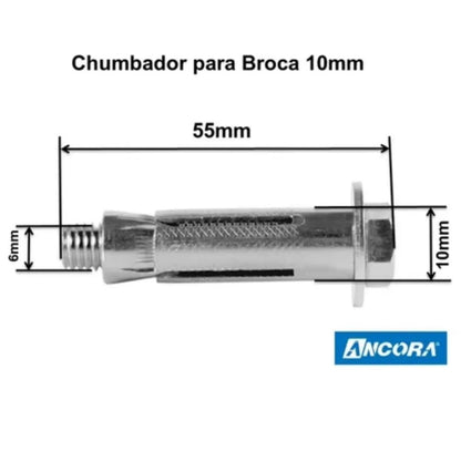 Chumbador Parabolt Nylon 1/4 X 2 Polegadas Com Parafuso