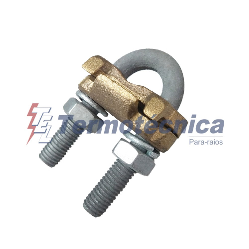 Conector Bronze Para 2 Cabos e Haste 5/8 a 3/4 Polegadas
