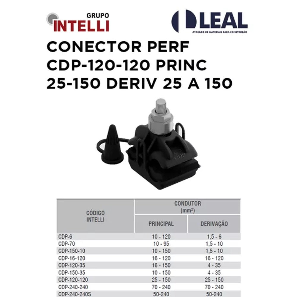 Conector Derivação Perfurante 25 a 150mm 25 a 150mm Nacional Intelli