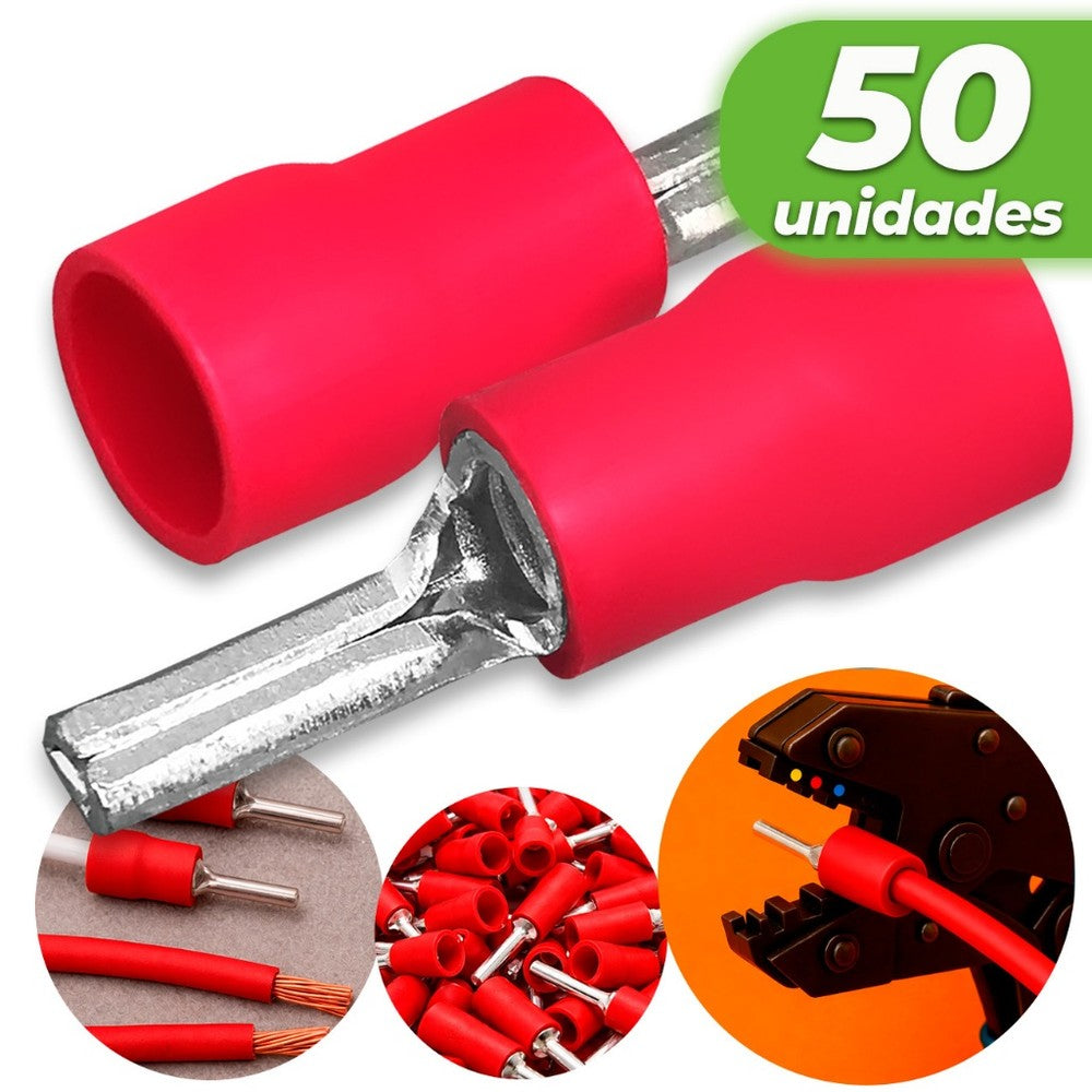 Conector Elétrico 4,0 - 10mm Vermelho e Bege com 50 Peças