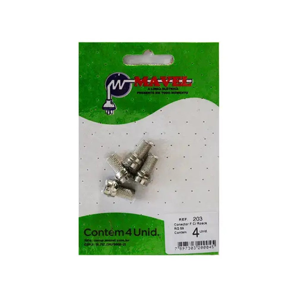 Conector F Rosca para RG-59 com 4 Peças Mavel