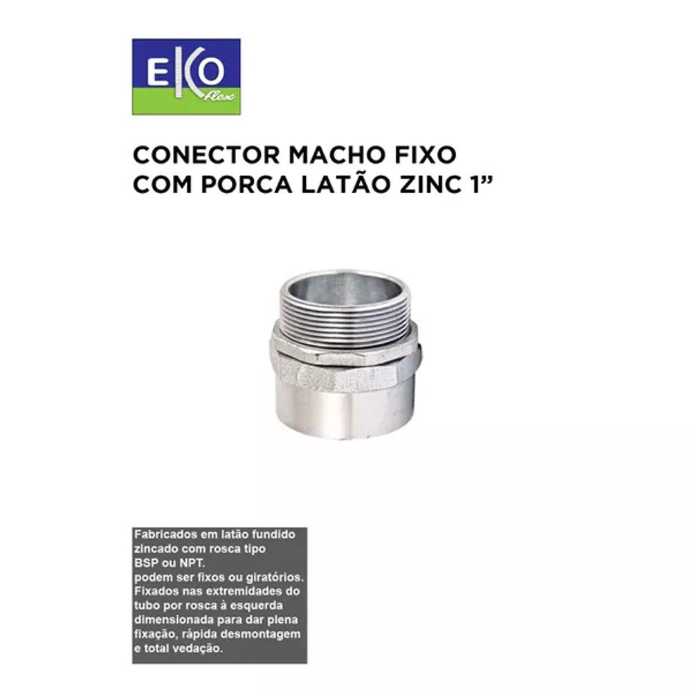 Conector Fixo Macho 1 Polegada Sealtite Zinco