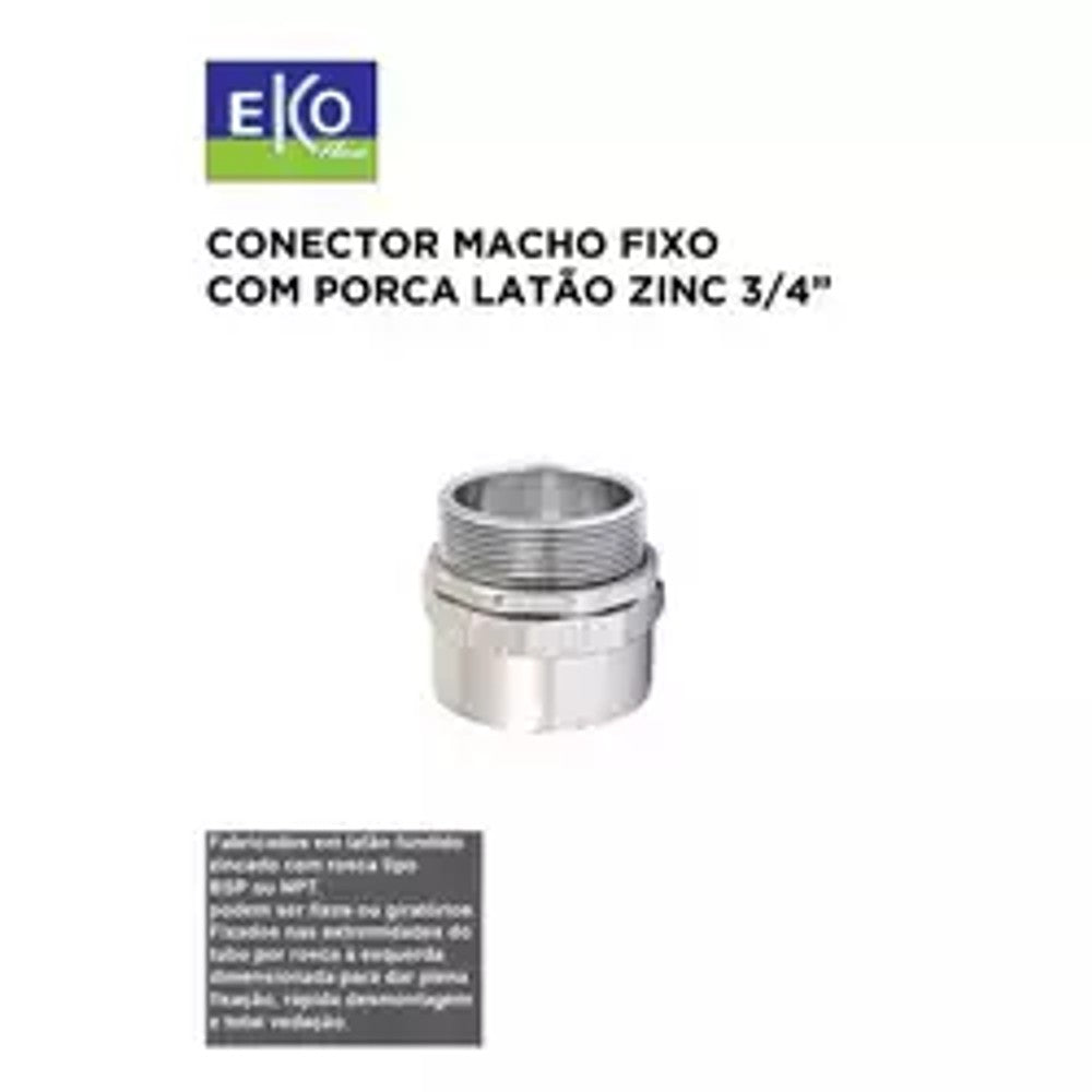Conector Giratório Macho 3/4 BSP Zincado KMZG