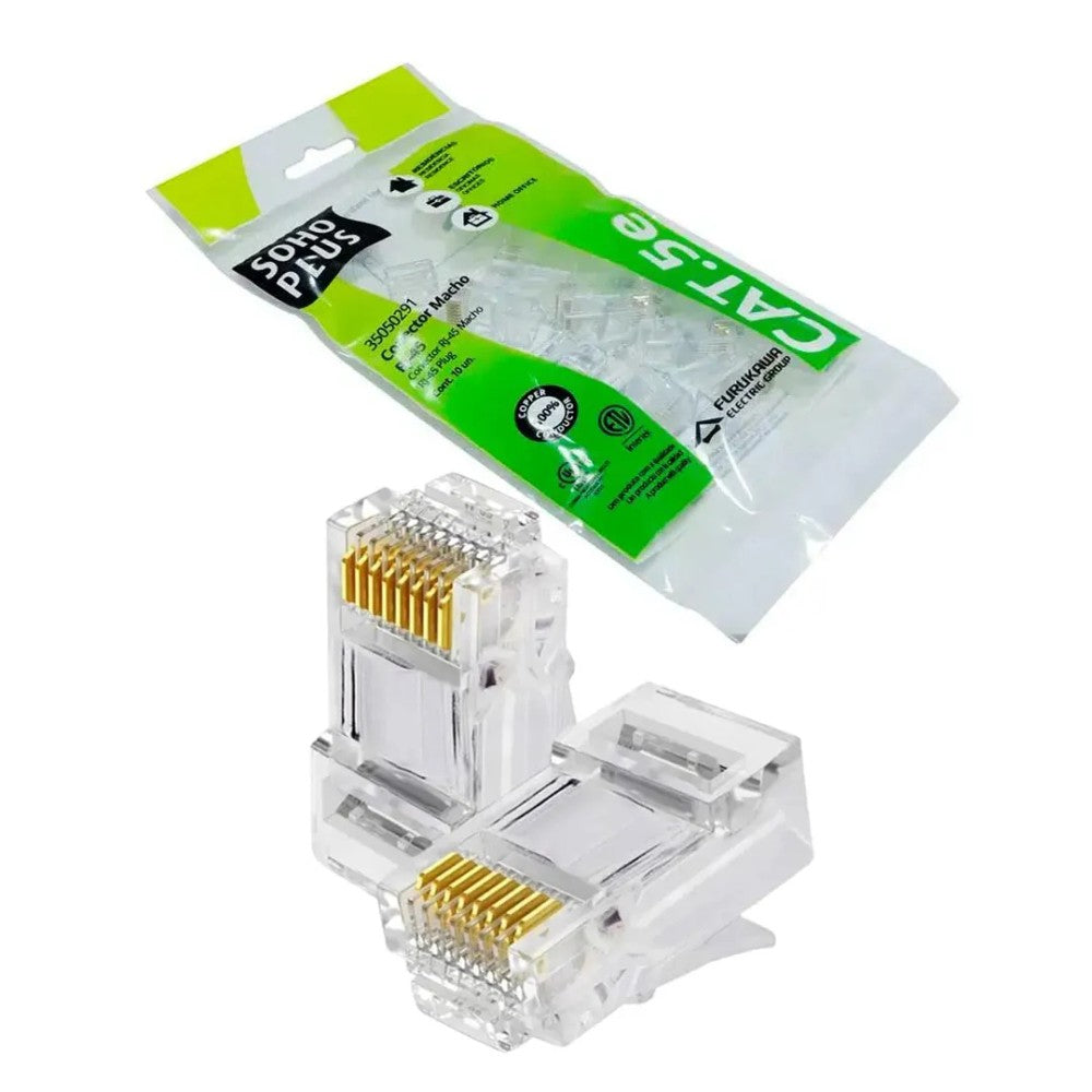 Conector RJ45 Macho Cat6 com 10 Peças Mpt