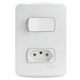 Conjunto 1 Interruptor Simples 1 Paralelo 1 Tomada 10A Miluz Schneider