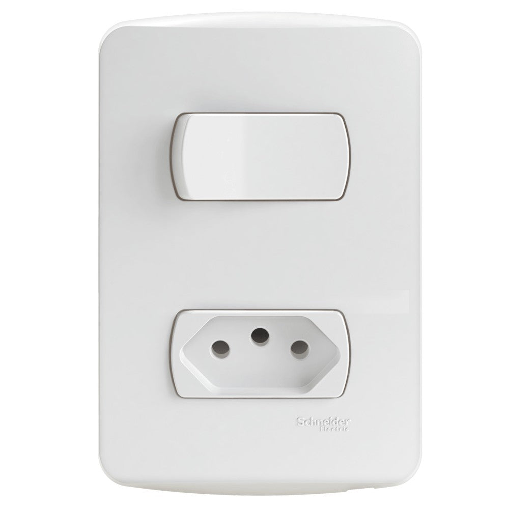 Conjunto 1 Interruptor Simples 1 Paralelo 1 Tomada 10A Miluz Schneider