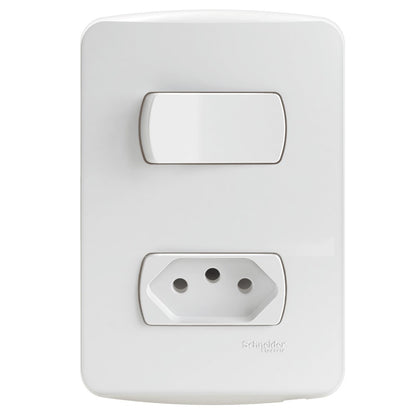 Conjunto 1 Interruptor Simples 1 Paralelo 1 Tomada 10A Miluz Schneider