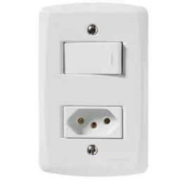 Conjunto 1 Interruptor Simples e 1 Tomada 10A Branco com Placa Liz Tramontina