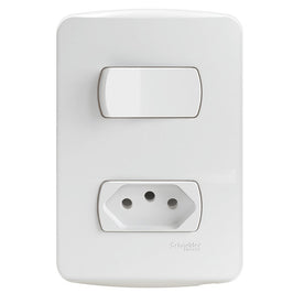 Conjunto 1 Interruptor Simples e 1 Tomada 10A com Placa Miluz Schneider