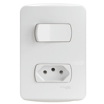 Conjunto 1 Interruptor Simples e 1 Tomada 10A com Placa Miluz Schneider